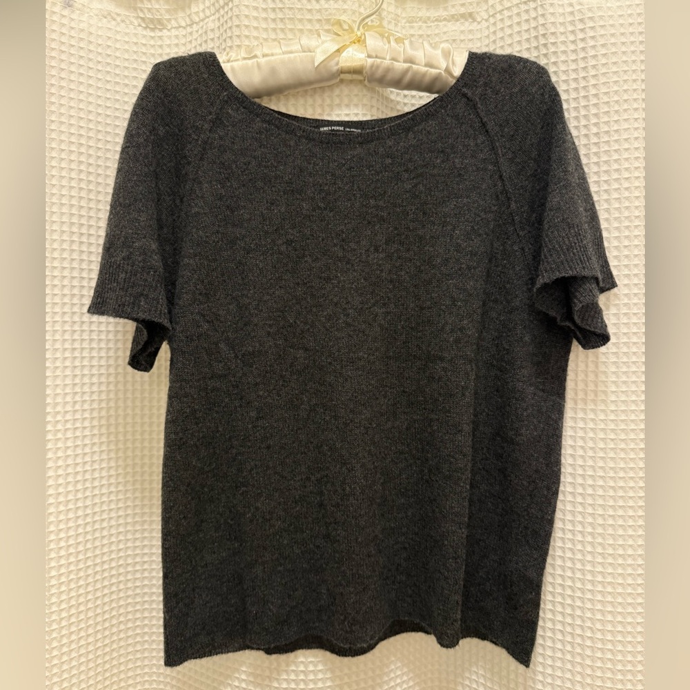 100% Cashmere - James Perse Charcoal Knit Top - Size 4